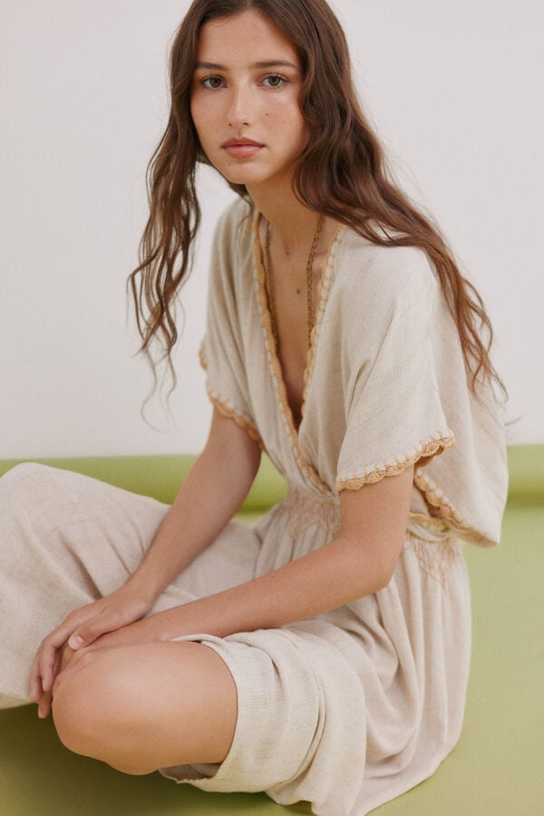 Hoss Intropia Alexia. Vestido bordado Beige