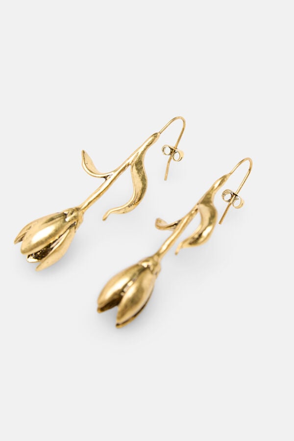 Hoss Intropia Leila. Brincos de flor banhados a ouro Dourado