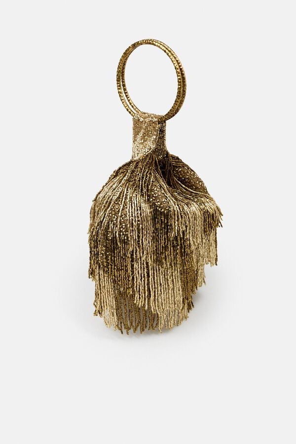 Hoss Intropia Natalia. Mala com argolas e franjas Dourado