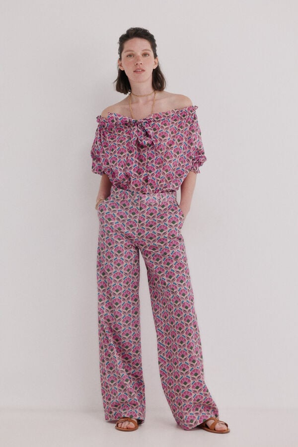 Hoss Intropia Cal&ccedil;a floral Persia Azul