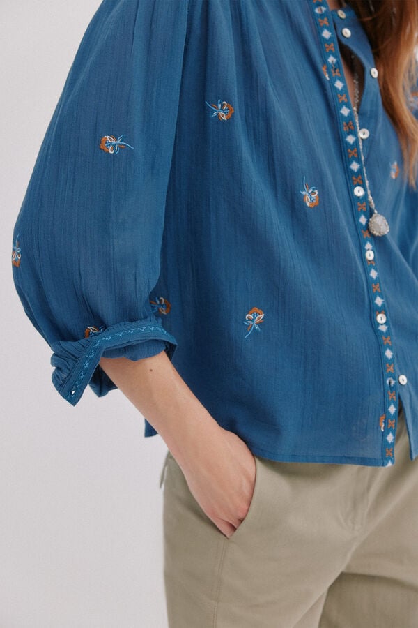 Hoss Intropia Blusa bordada Cesca Azul