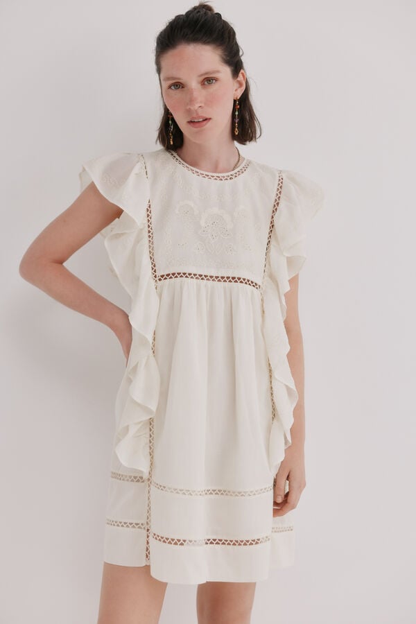 Hoss Intropia Aroa. Vestido bordado Ecru