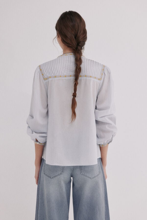 Hoss Intropia Catia. Blusa com pregas Azul