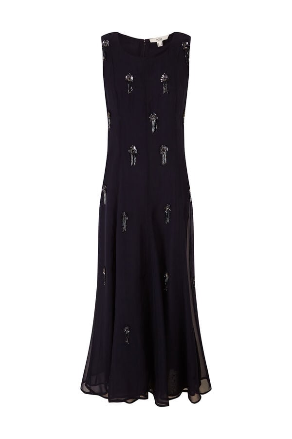 Hoss Intropia Althea. Vestido abalorios Azul marino