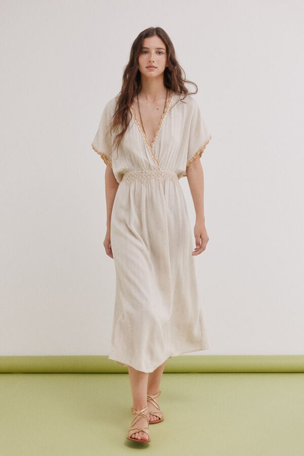 Hoss Intropia Alexia. Vestido bordado Beige