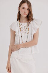 Hoss Intropia Mavie.T-shirt com folhos Branco
