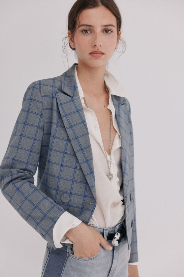 Hoss Intropia Estela. Blazer aos quadrados Cinzento