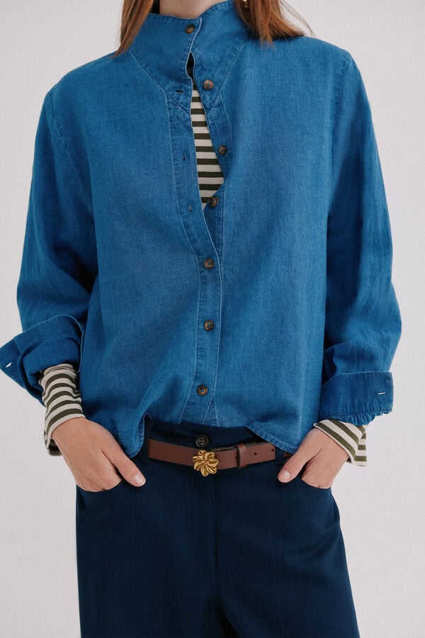 Hoss Intropia Coria. Camisa de ganga Azul