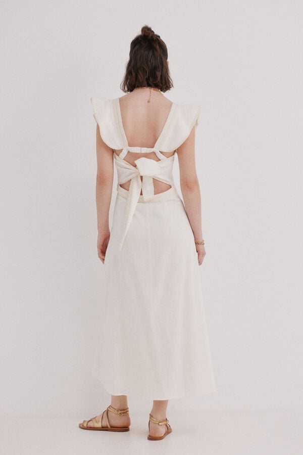 Hoss Intropia Amaya. Vestido midi algod&oacute;n Marfil