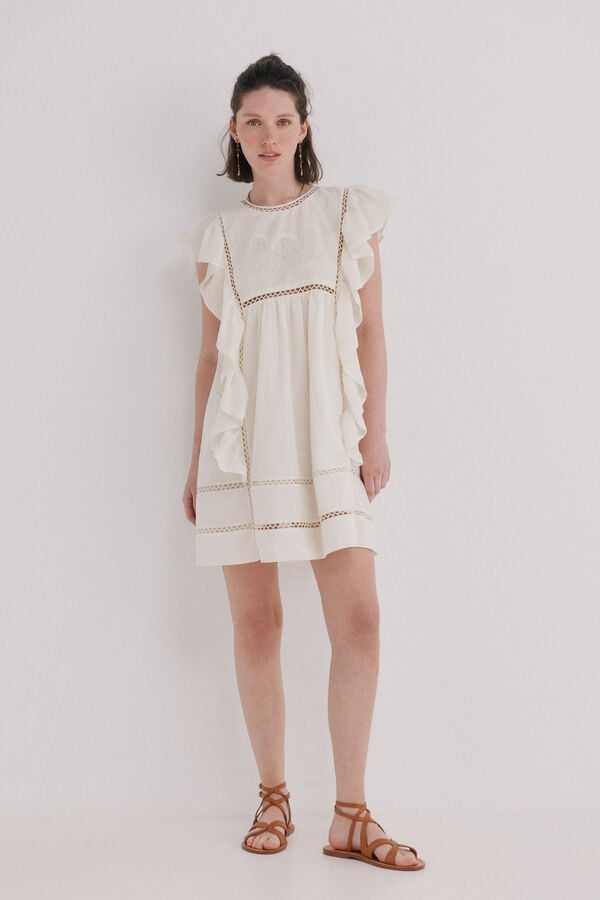Hoss Intropia Aroa. Vestido bordado Ecru