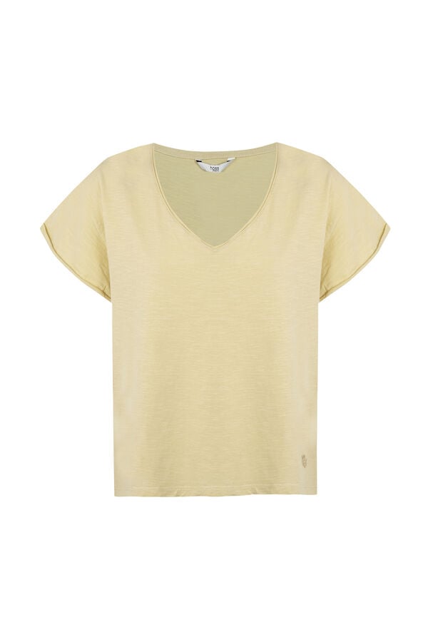 Hoss Intropia Monike. Camiseta maga corta escote pico Amarillo