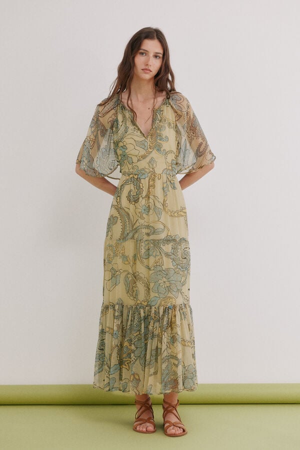 Hoss Intropia Azalea. Vestido floral Kaki
