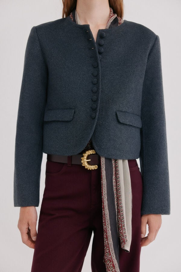 Hoss Intropia Erea. Blazer cropped Cinzento