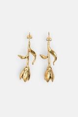 Hoss Intropia Leila. Brincos de flor banhados a ouro Dourado