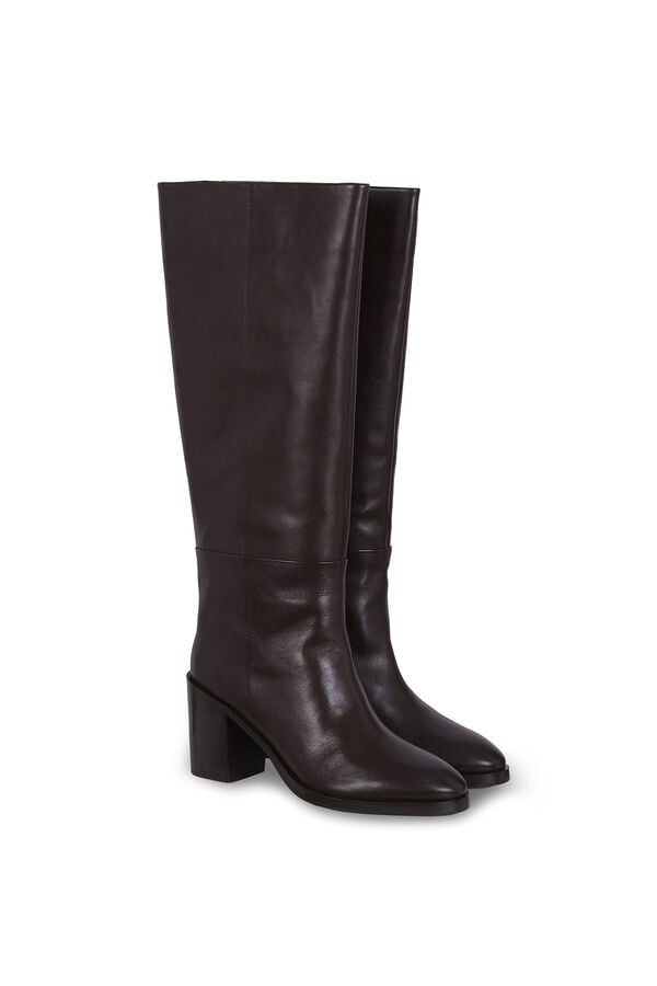 Hoss Intropia Melisa. Botas de pele com salto Castanho