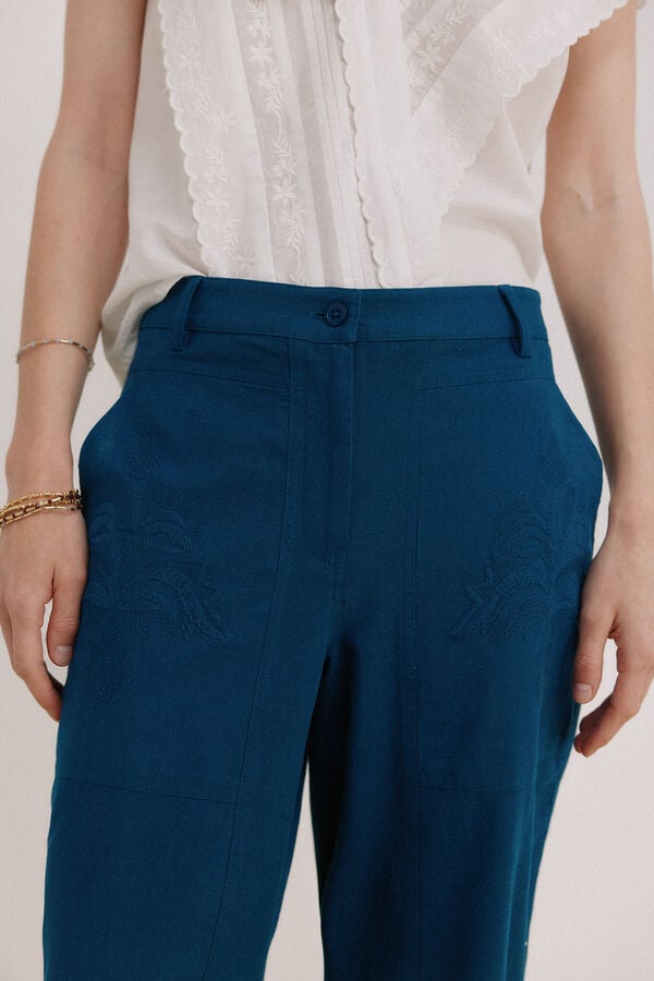 Hoss Intropia Pecks.Cal&ccedil;a bordada  Azul