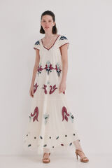Hoss Intropia Aiora. Vestido rom&aacute;ntico Estampado blanco