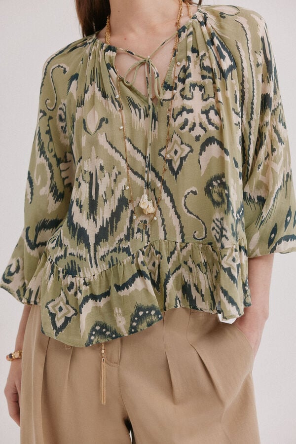 Hoss Intropia Camisa. Blusa estampada Verde