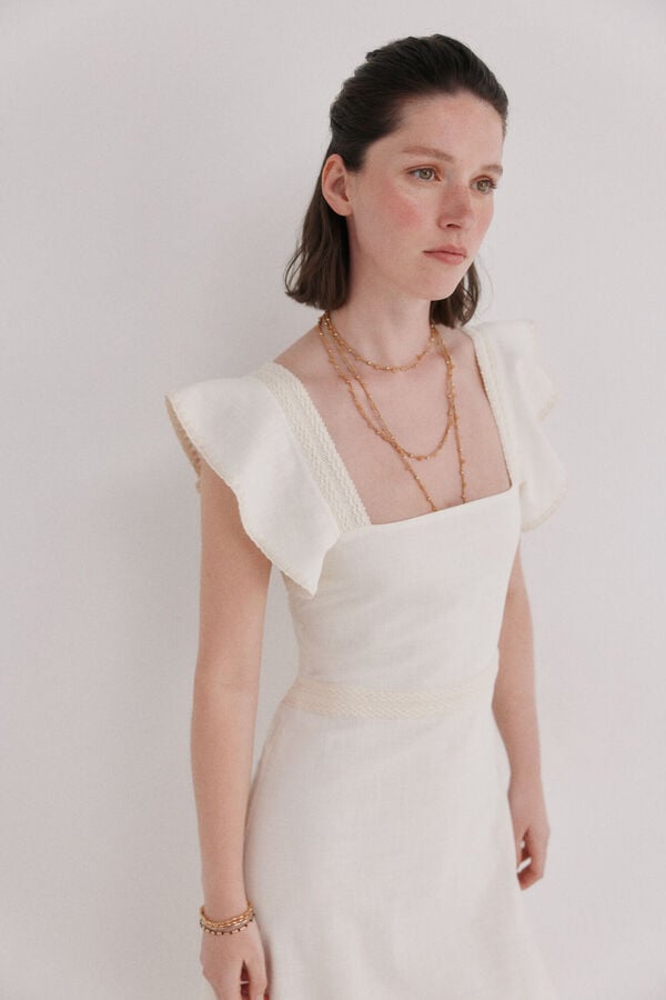 Hoss Intropia Amaya. Vestido midi algod&oacute;n Marfil