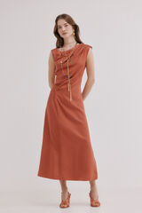Hoss Intropia Alessia. Vestido midi satinado Naranja