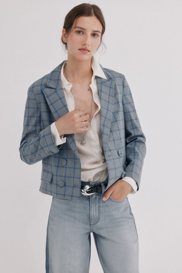 Hoss Intropia Estela. Blazer aos quadrados Cinzento