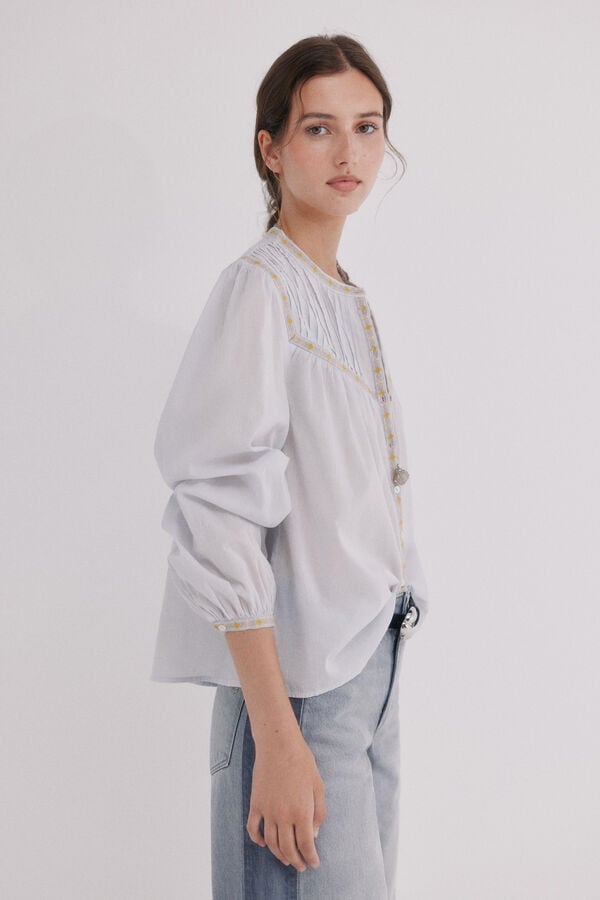 Hoss Intropia Catia. Blusa com pregas Azul