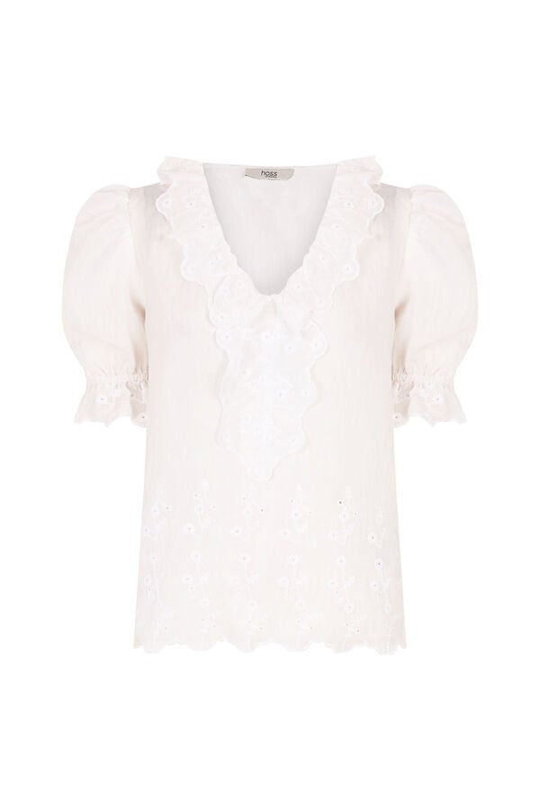 Hoss Intropia Carina. Blusa com folho Ecru