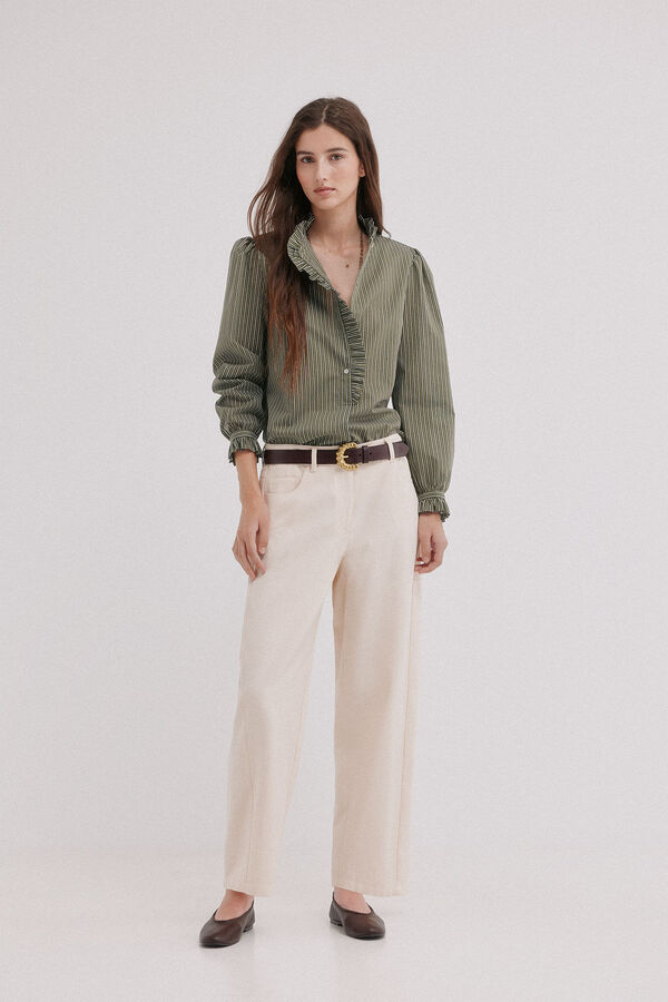 Hoss Intropia Cristela. Camisa de riscas Khaki