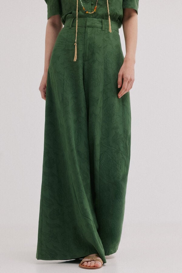 Hoss Intropia Patricia. Cal&ccedil;a em tecido jacquard Verde