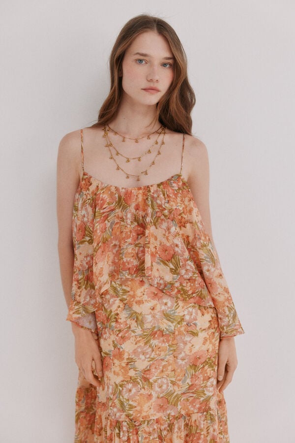 Hoss Intropia Africa. Vestido rom&acirc;ntico Laranja