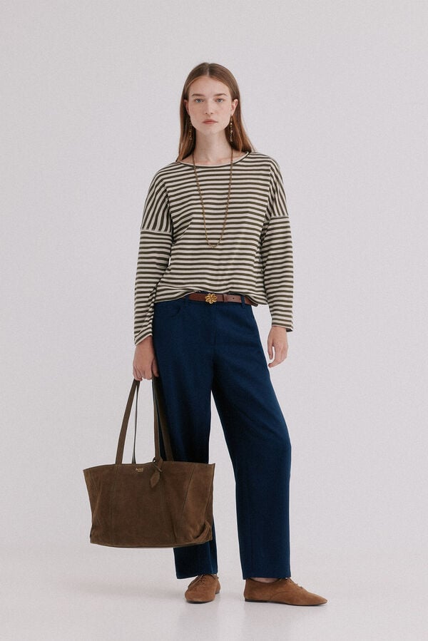 Hoss Intropia Malena. T-shirt riscas Khaki
