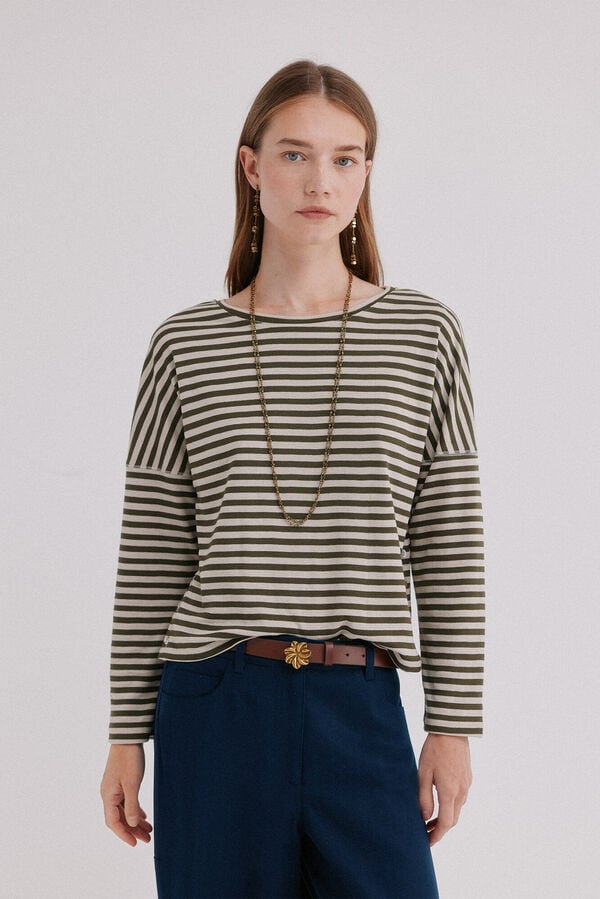 Hoss Intropia Malena. T-shirt riscas Khaki