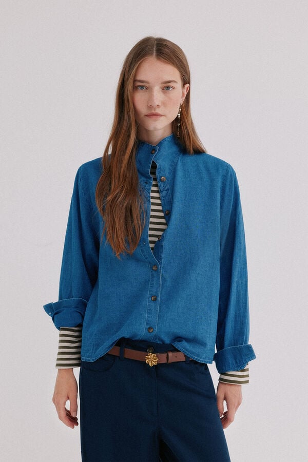 Hoss Intropia Coria. Camisa de ganga Azul