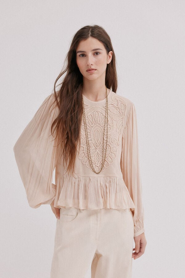 Hoss Intropia Ciane. Blusa rom&acirc;ntica Ecru