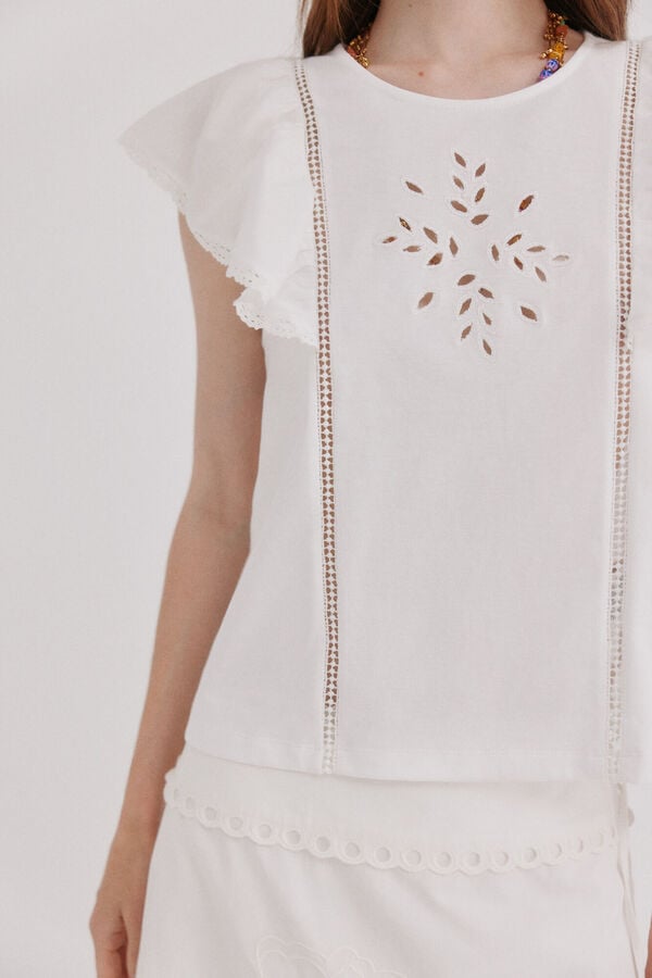 Hoss Intropia Mavie.T-shirt com folhos Branco