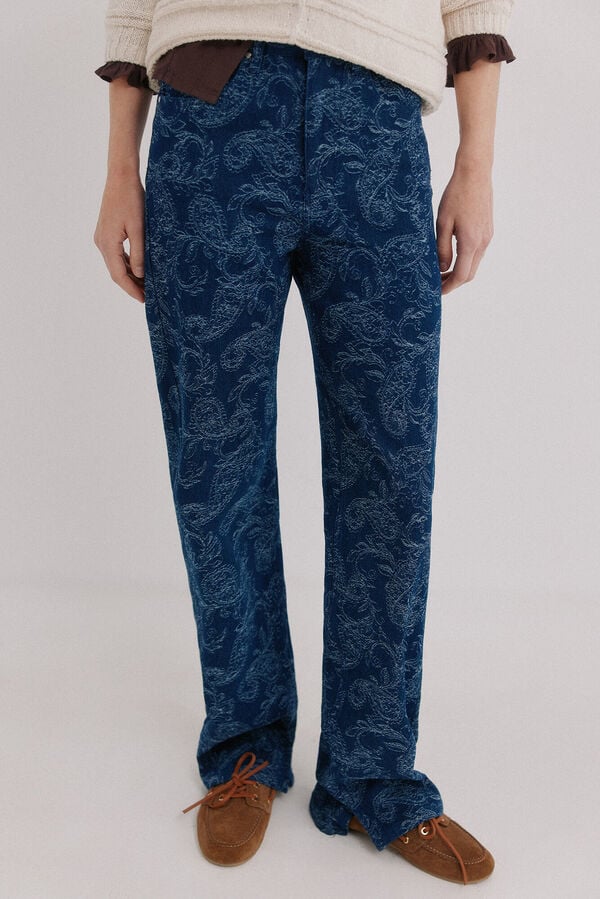 Hoss Intropia Brenda. Vaqueros jacquard Azul marino