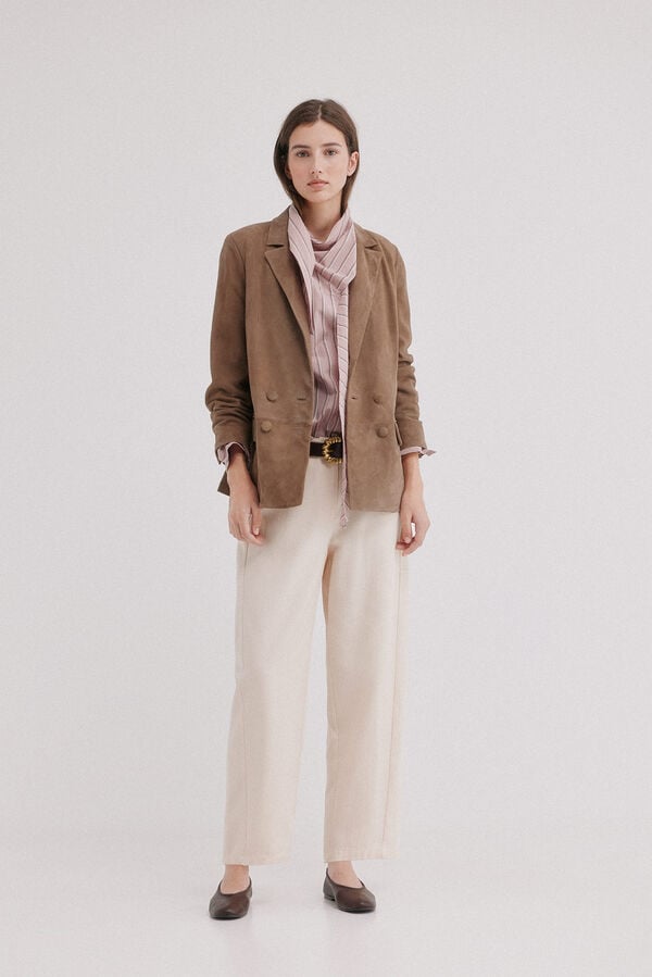 Hoss Intropia Fiore. Casaco de pele Khaki