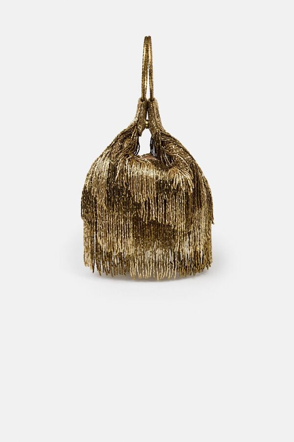 Hoss Intropia Natalia. Mala com argolas e franjas Dourado