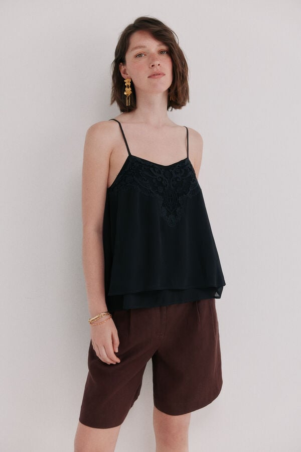 Hoss Intropia Clarissa. Top lencero Negro