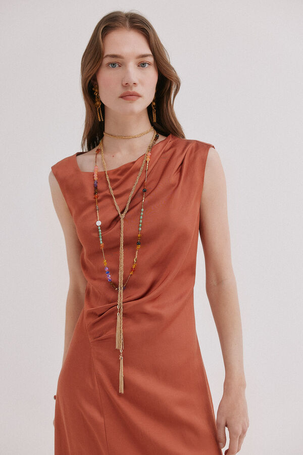 Hoss Intropia Alessia. Vestido midi satinado Naranja