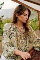 Hoss Intropia Camisa. Blusa estampada Verde