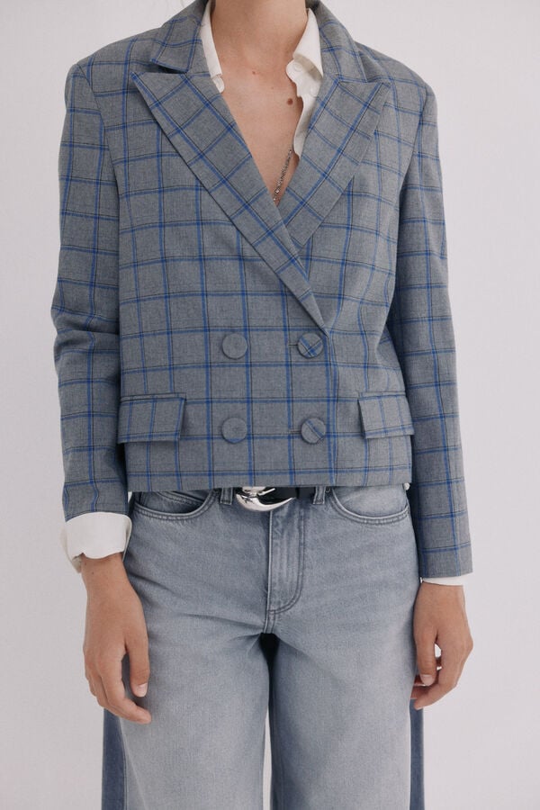Hoss Intropia Estela. Blazer aos quadrados Cinzento