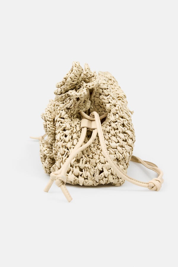 Hoss Intropia Nekane. Bolso fibras naturales con flores Marfil