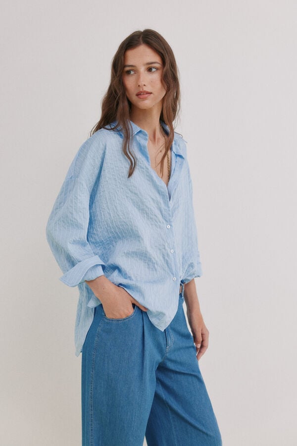 Hoss Intropia Cordelia. Camisa de riscas Azul