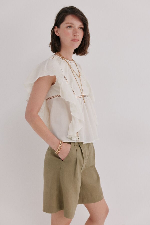 Hoss Intropia Cinthia.Blusa bordada Ecru