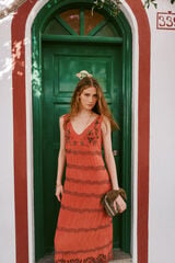 Hoss Intropia Abbie. Vestido midi en tono coral Coral