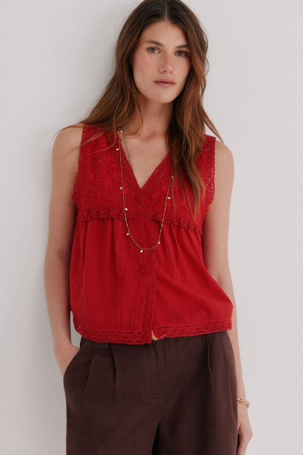 Hoss Intropia Cora. Blusa rom&acirc;ntica Vermelho