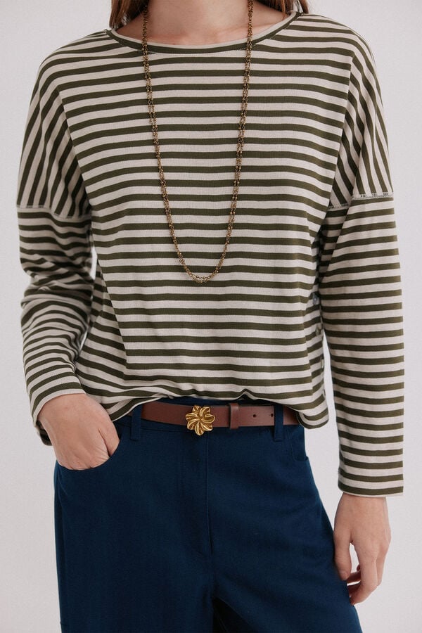 Hoss Intropia Malena. T-shirt riscas Khaki