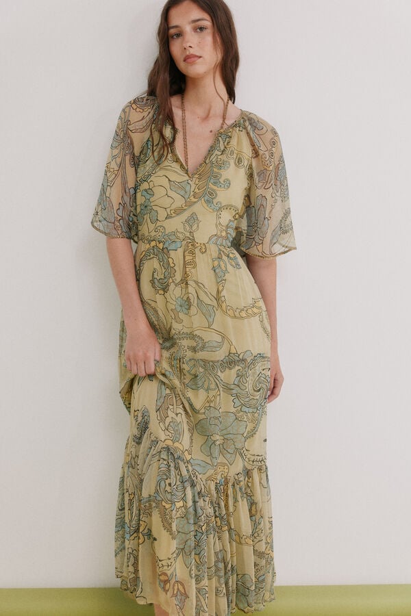 Hoss Intropia Azalea. Vestido floral Kaki