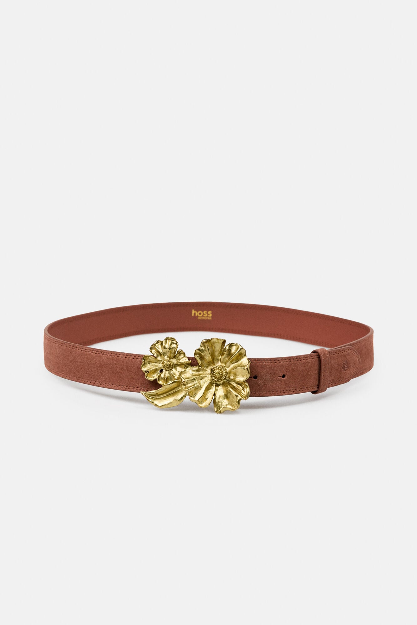 Hoss Intropia Lidia. Cintur&oacute;n de piel con hebilla flor